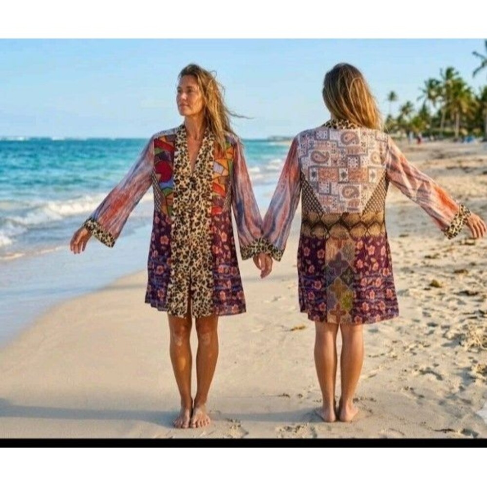 John Mark Open Cover Up Kimono Blouse Size M Sheer Sleeves Assorted Patterns